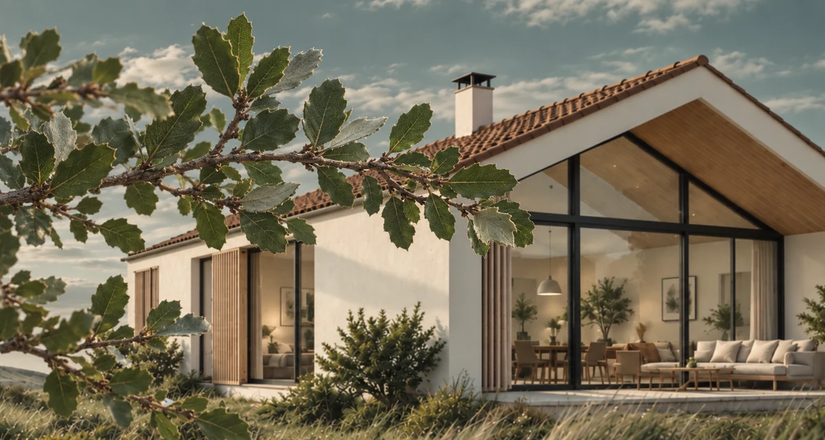 Illustrative image of an Upupa home with a cork oak branch in the foreground